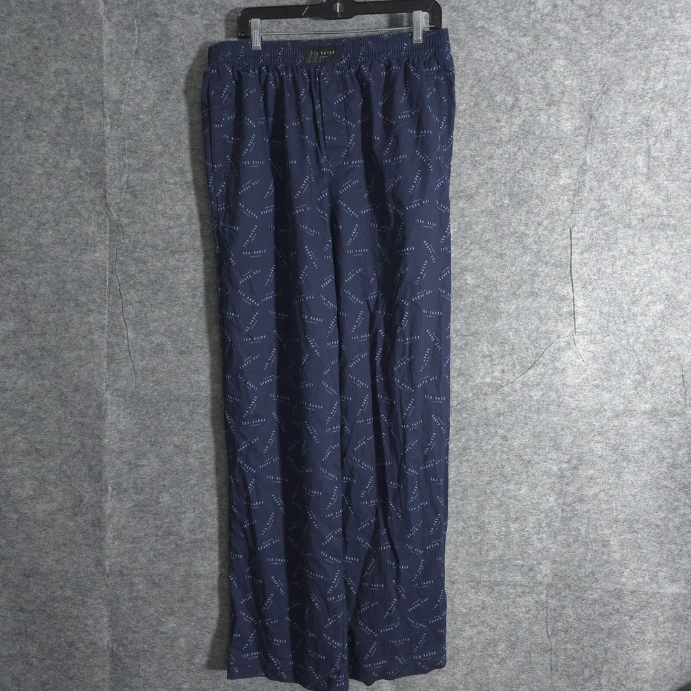 TED BAKER LONDON Luxe Print Pajama Pants Printed Navy XL All Over Print Logo